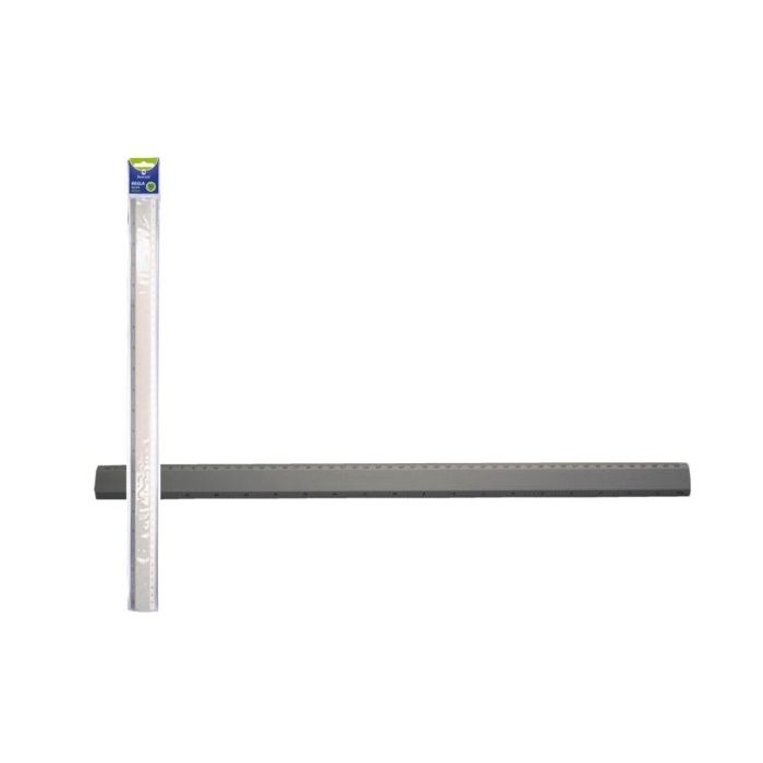 Bismark Regla Milimetrada 50cm - Fabricada en Aluminio - Con Bisel para las Lineas a Tinta - Color Aluminio