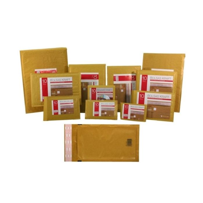 Bismark Bolsa Acolchada Kraft 180x165mm - Recubrimiento Interno de Laminas de Burbuja de Aire - Cierre Autoadhesivo - Ideal para Envios con Alta Proteccion