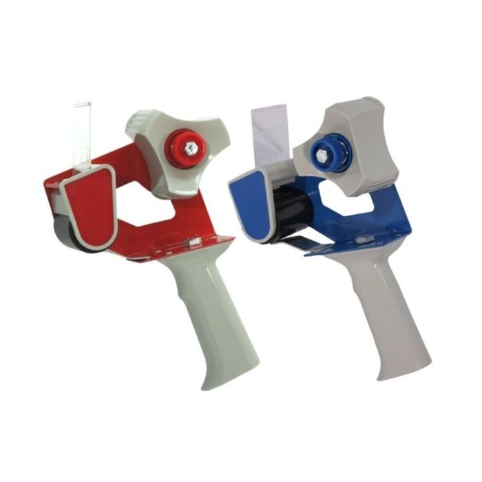 Bismark T-15 Precintadora para Rollos de hasta 50mm de Ancho - Cuchilla de Acero Templado - Empuñadura Ergonomica - Colores Rojo y Azul Aleatorios