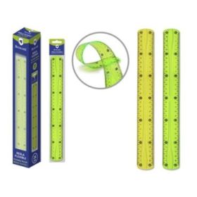 Bismark Regla Flexible 30cm - Fabricada en PVC - Ideal para Colegio - Colores Amarillo y Verde Aleatorios