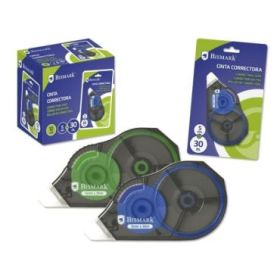 Bismark Cinta Correctora 5mmx30m - Perfecta Adherencia al Papel - Presentacion en Blister Individual - Colores Surtidos Aleatorios