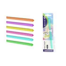 Bismark Regla Triangular 15cm - Fabricada en Poliestireno - Ideal para Colegio - Colores Pastel Surtidos