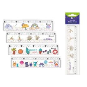 Bismark Regla 20cm con Bolitas de Colores en su Interior - Fabricada en Plastico - Ideal para Colegio - 4 Diseños Diferentes