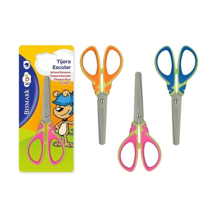 Bismark Kids Basic Tijera Escolar - Mangos en Plastico - Punta Roma - 3 Diseños Surtidos