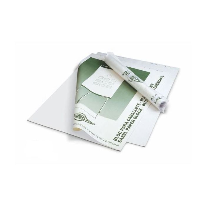 Faibo Bloc de 50 Hojas Lisas 65x90cm para Caballetes - Sistema Multitaladro - Color Blanco