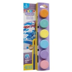 Carioca Pastel Pack de 6 Temperas en Botes de 25ml + Pincel - Superlavables - Mezclables - Colores Pastel Surtidos