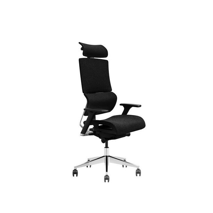 Cromad Senior SE1500 Silla de Oficina - Altura Ajustable con Elevador de Gas de Grado 4 - Reposacabezas y Respaldo Regulables - Soporte Lumbar - Ruedas de Nailon 360º - Color Negro