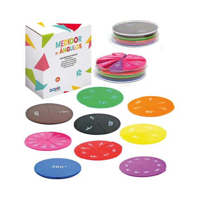 Dohe Medidores de Angulos - Plantillas de Angulos de 30º, 45º, 60º y 90º - Colores Diferentes - Ideal para Construir, Comparar y Componer Angulos en el Aula