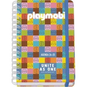 Dohe Playmobil Unite As One Agenda Escolar 25/26 Espiral Wire?o A5 - Semana Vista - Papel 80g/m2 - 4 Hojas de Pegatinas - Cubierta de Carton Plastificado - Cierre con Goma Elastica