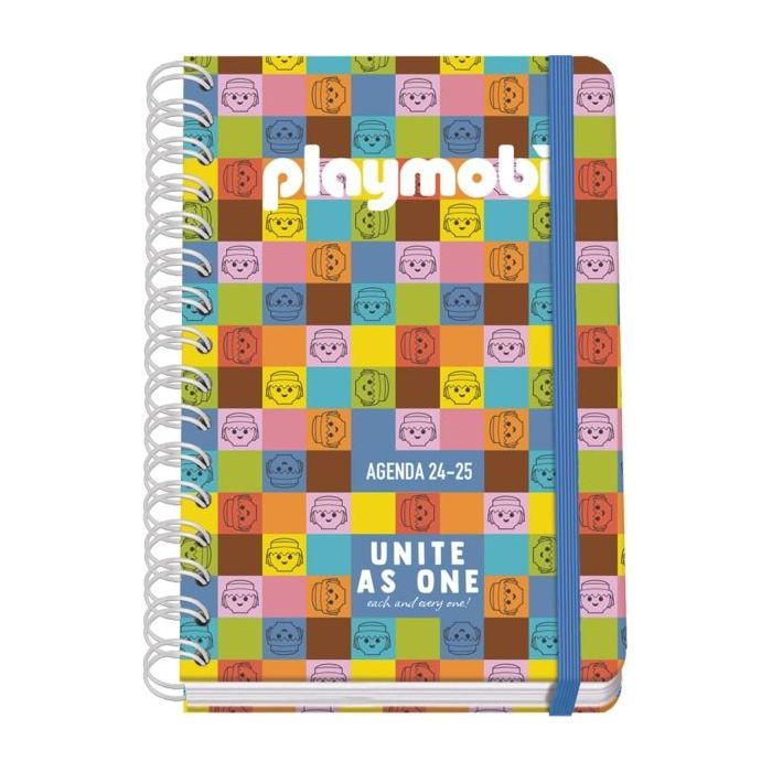 Dohe Playmobil Unite As One Agenda Escolar 25/26 Espiral Wire?o A5 - Semana Vista - Papel 80g/m2 - 4 Hojas de Pegatinas - Cubierta de Carton Plastificado - Cierre con Goma Elastica