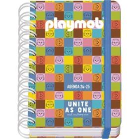 Dohe Playmobil Unite As One Agenda Escolar 25/26 Espiral Wire?o A6 - Dia Pagina - Papel 80g/m2 - 4 Hojas de Pegatinas - Cubierta de Carton Plastificado - Cierre con Goma Elastica