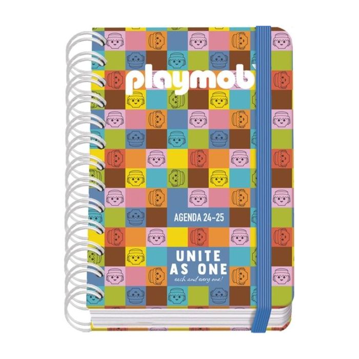 Dohe Playmobil Unite As One Agenda Escolar 25/26 Espiral Wire?o A6 - Dia Pagina - Papel 80g/m2 - 4 Hojas de Pegatinas - Cubierta de Carton Plastificado - Cierre con Goma Elastica