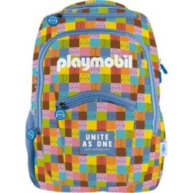 Dohe Playmobil Unite As One Mochila Escolar - Compartimento Principal con Bolsillo Acolchado - Bolsillos Laterales para Bebidas - Espalda Acolchada - Doble Asa Superior - Fabricada en Poliester - Medidas 31,5x40x11cm
