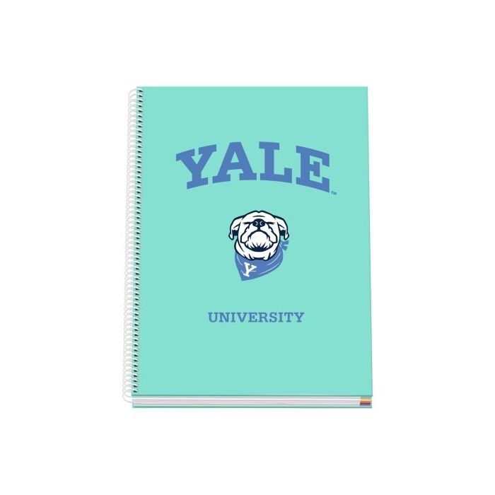 Dohe Yale Dog Cuaderno Espiral A4 100 Hojas Microperforadas Cuadricula 5mm - Tapa Dura Carton Forrado - Bandas de Color