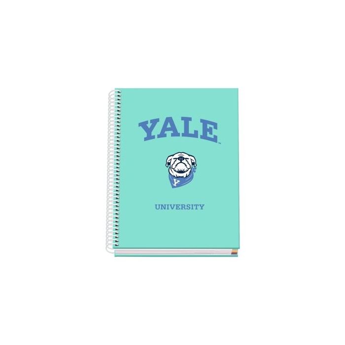 Dohe Yale Dog Cuaderno Espiral A5 100 Hojas Cuadricula 5mm - Tapa Dura Impresa a todo Color y Plastificada en Brillo - Bandas de Color
