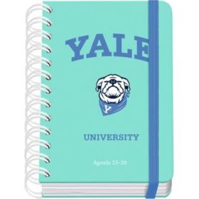 Dohe Yale Dog Agenda Escolar 25/26 Espiral Wire?o A6 - Dia Pagina - Papel 80g/m2 - 4 Hojas de Pegatinas - Cubierta de Carton Plastificado - Cierre con Goma Elastica