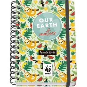Dohe WWF Tropic Agenda Escolar 25/26 Espiral Wire?o A5 - Semana Vista - Papel 80g/m2 - 4 Hojas de Pegatinas - Cubierta de Carton Plastificado - Cierre con Goma Elastica