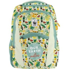 Dohe WWF Tropic Mochila Escolar - Compartimento Principal con Bolsillo Acolchado - Bolsillos Laterales para Bebidas - Espalda Acolchada - Doble Asa Superior - Fabricada en Poliester - Medidas 31,5x40x11cm