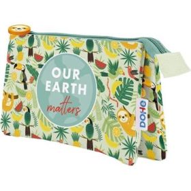 Dohe WWF Tropic Portatodo Triple - Cierre Doble con Cremallera y Tirador de Goma