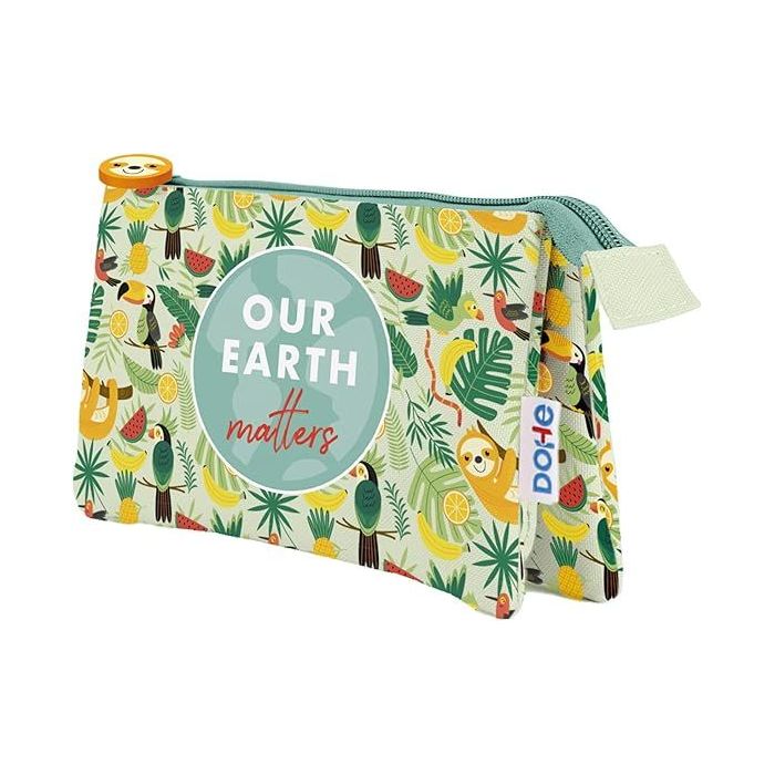 Dohe WWF Tropic Portatodo Triple - Cierre Doble con Cremallera y Tirador de Goma