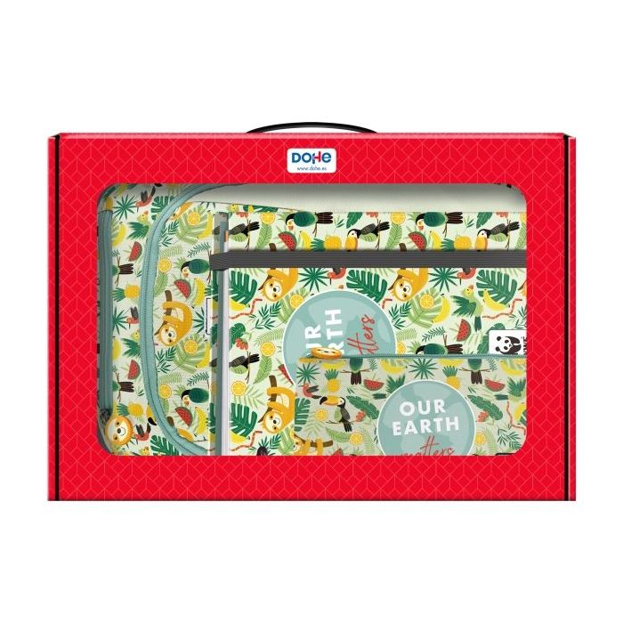 Dohe WWF Tropic Pack de Mochila + Carpeta A4 Recambio + Portatodo Triple - Todo en un Maletin Perfecto para Regalo