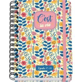 Dohe C´est la Vie Agenda Escolar 25/26 Espiral Wire?o A5 - Semana Vista - Papel 80g/m2 - 4 Hojas de Pegatinas - Cubierta de Carton Plastificado - Cierre con Goma Elastica