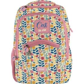 Dohe C`est la Vie Mochila Escolar - Compartimento Principal con Bolsillo Acolchado - Bolsillos Laterales para Bebidas - Espalda Acolchada - Doble Asa Superior - Fabricada en Poliester - Medidas 31,5x40x11cm