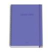 Dohe Colour Vives Cuaderno Espiral A4 100 Hojas Microperforadas Cuadricula 5mm - Tapa Dura Carton Forrado - Cierre de Goma - Bandas de Color - Color Morado