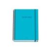 Dohe Colour Vives Cuaderno Espiral A5 100 Hojas Cuadricula 5mm - Tapa Dura Impresa a todo Color y Plastificada en Brillo - Bandas de Color - Cierre de Goma - Color Azul Cyan