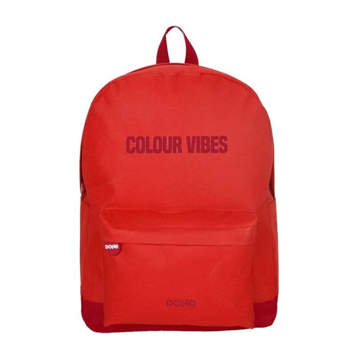 Dohe Daypack Colour Vibes Mochila Escolar - Varios Compartimentos - Asa Superior - Tirantes Acolchados y Ajustables - Fabricada en Poliester - Color Rojo