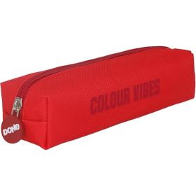 Dohe Colour Vibes Portatodo Cuadrado - Cierre con Cremallera y Tirador de Goma - Color Rojo