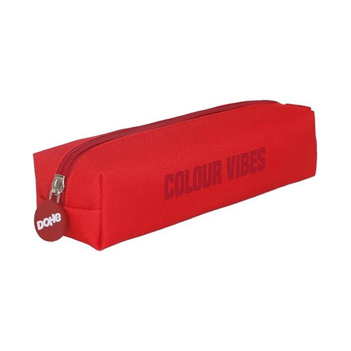 Dohe Colour Vibes Portatodo Cuadrado - Cierre con Cremallera y Tirador de Goma - Color Rojo