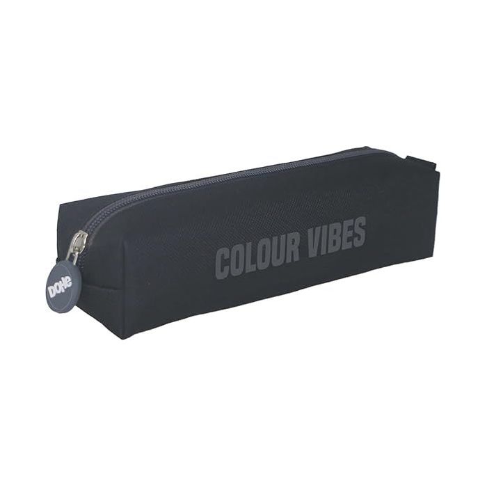 Dohe Colour Vibes Portatodo Cuadrado - Cierre con Cremallera y Tirador de Goma - Color Negro