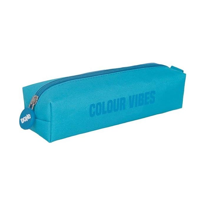 Dohe Colour Vibes Portatodo Cuadrado - Cierre con Cremallera y Tirador de Goma - Color Azul Cyan