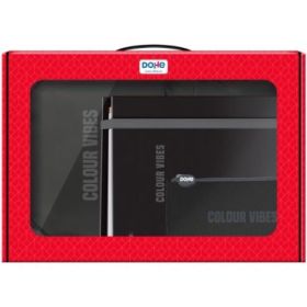 Dohe Colour Vibes Pack de Mochila + Carpeta A4 Recambio + Portatodo Triple - Todo en un Maletin Perfecto para Regalo - Color Negro