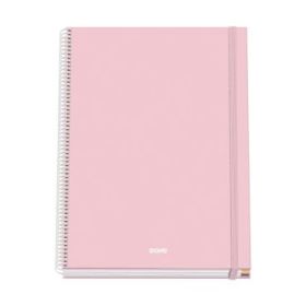 Dohe Serenity Cuaderno Espiral A4 100 Hojas Microperforadas Cuadricula 5mm - Tapa Dura Carton Forrado - Cierre de Goma - Bandas de Color - Color Rosa
