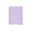 Dohe Serenity Cuaderno Espiral A5 100 Hojas Cuadricula 5mm - Tapa Dura Impresa a todo Color y Plastificada en Brillo - Bandas de Color - Cierre de Goma - Color Morado