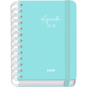 Dohe Serenity Agenda Escolar 25/26 Espiral Wire?o A6 - Dia Pagina - Papel 80g/m2 - 4 Hojas de Pegatinas - Cubierta de Carton Plastificado - Cierre con Goma Elastica - Color Verde