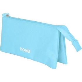 Dohe Serenity Portatodo Triple - Cierre Doble con Cremallera y Tirador de Goma - Color Azul