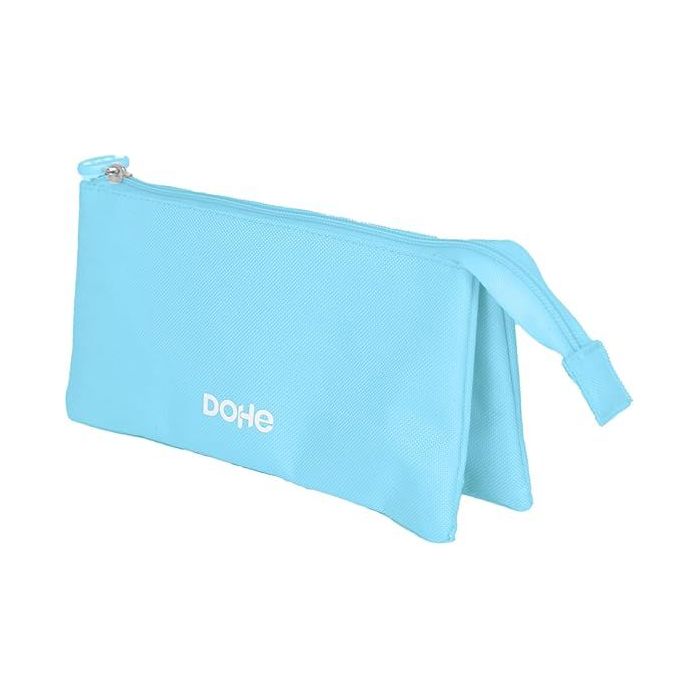 Dohe Serenity Portatodo Triple - Cierre Doble con Cremallera y Tirador de Goma - Color Azul