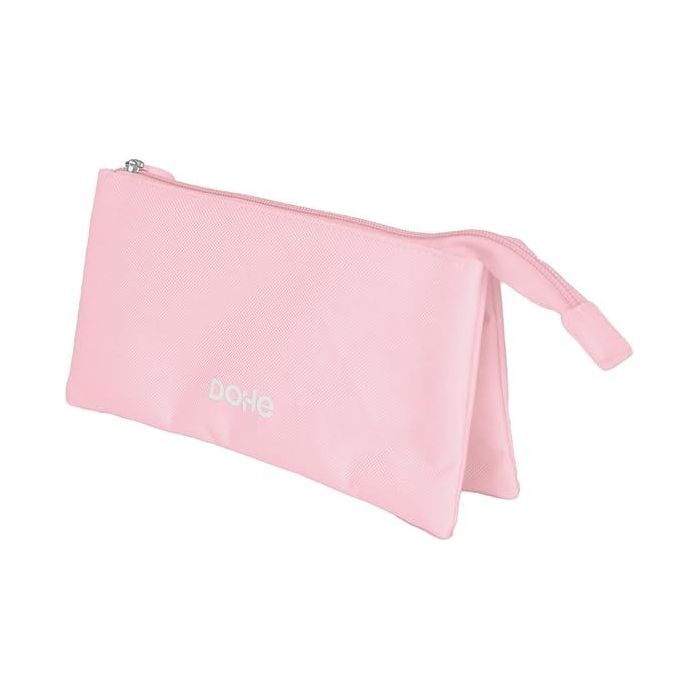 Dohe Serenity Portatodo Triple - Cierre Doble con Cremallera y Tirador de Goma - Color Rosa