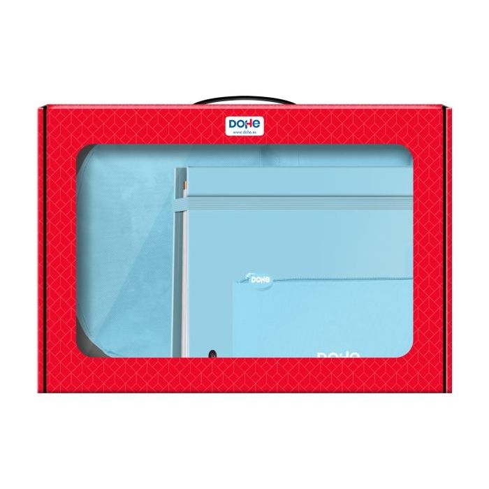 Dohe Serenity Pack de Mochila + Carpeta A4 Recambio + Portatodo Triple - Todo en un Maletin Perfecto para Regalo - Color Azul