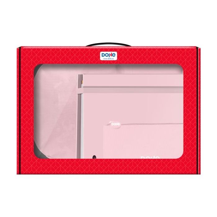 Dohe Serenity Pack de Mochila + Carpeta A4 Recambio + Portatodo Triple - Todo en un Maletin Perfecto para Regalo - Color Rosa