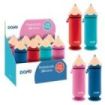 Dohe Lapiz Expositor con 8 Portatodos Simples de Silicona con Forma de Lapiz - Cierre con Cremallera y Tirador de Goma - Con Ventosa para Sujetarse en la Mesa - Colores Surtidos