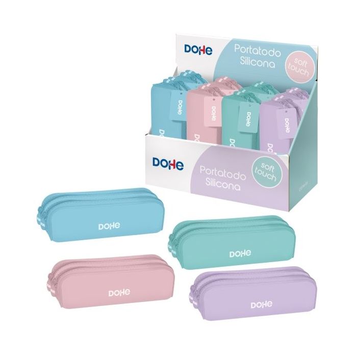 Dohe Serenity Expositor con 8 Portatodos Dobles de Silicona - Cierre con Cremallera y Tirador de Goma - Colores Surtidos