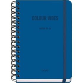 Dohe Colour Vibes Agenda Escolar 25/26 Espiral Wire?o A5 - Semana Vista - Papel 80g/m2 - 4 Hojas de Pegatinas - Cubierta de Carton Plastificado - Cierre con Goma Elastica - Color Azul