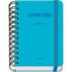 Dohe Colour Vibes Agenda Escolar 25/26 Espiral Wire?o A6 - Dia Pagina - Papel 80g/m2 - 4 Hojas de Pegatinas - Cubierta de Carton Plastificado - Cierre con Goma Elastica - Color Azul Cyan