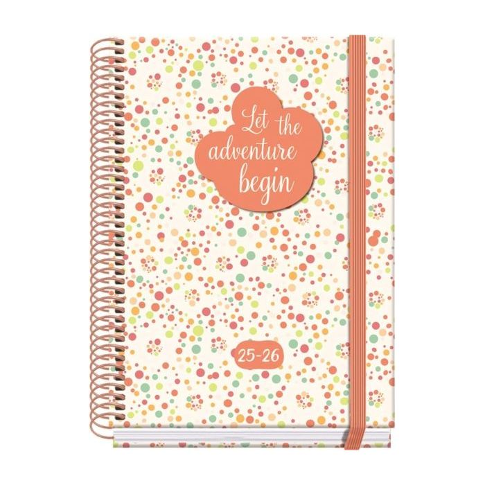 Dohe Bubbles Agenda Escolar 25/26 Espiral A5 - Semana Vista - Papel 70g/m2 - 4 Hojas de Pegatinas - Cubierta de Carton Plastificado - Cierre con Goma Elastica