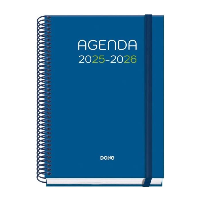 Dohe Logic Agenda Escolar 25/26 Espiral A5 - Semana Vista - Papel 70g/m2 - 4 Hojas de Pegatinas - Cubierta de Carton Plastificado - Cierre con Goma Elastica