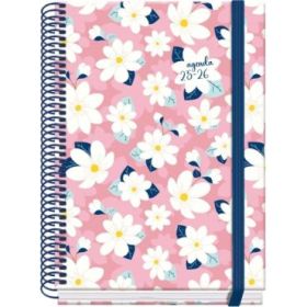 Dohe Camomille Agenda Escolar 25/26 Espiral A5 - Dia Pagina - Papel 70g/m2 - 4 Hojas de Pegatinas - Cubierta de Carton Plastificado - Cierre con Goma Elastica